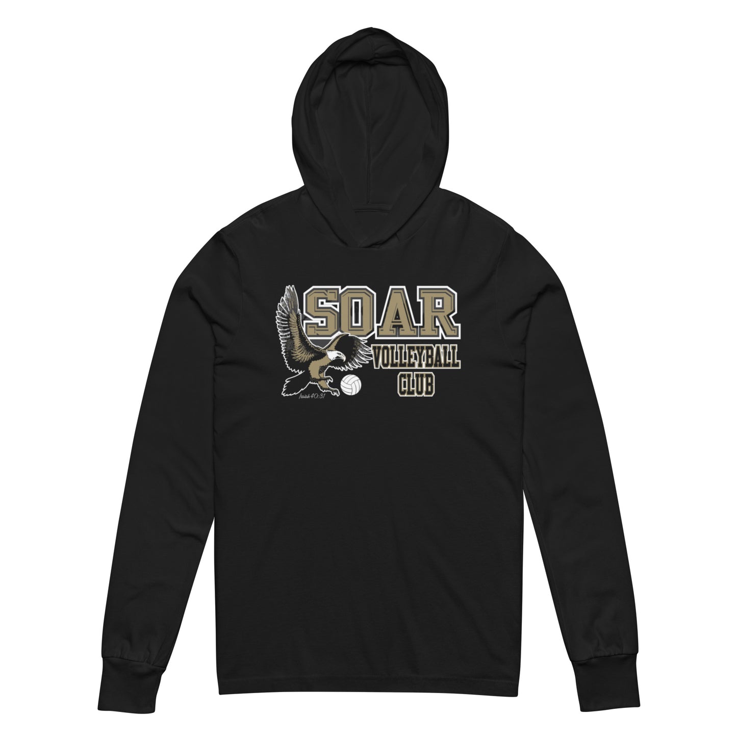 Soar Volleyball Hooded Long Sleeve T-shirt (Front and Back)
